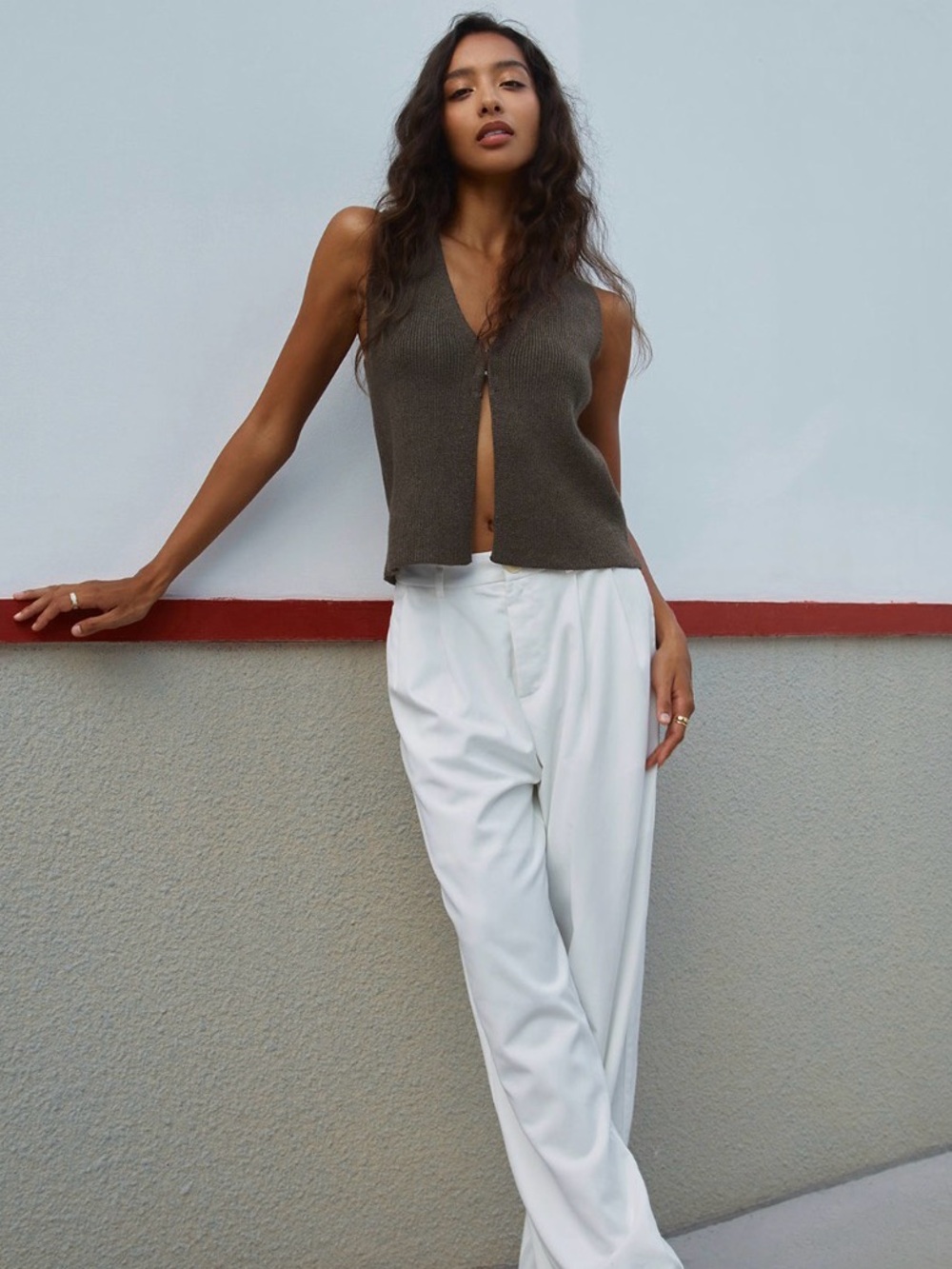 Sleeveless V-Neck Knit Vest